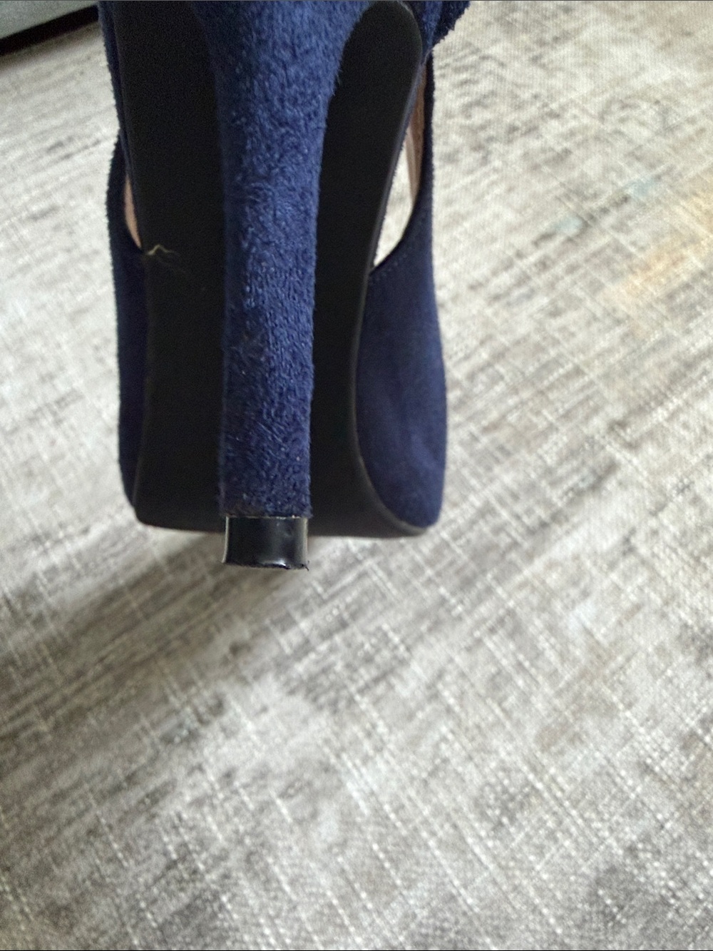 Navy faux Suede Pointed Toe Ankle Tie Pumps by Coleter - Picture 4 of 6